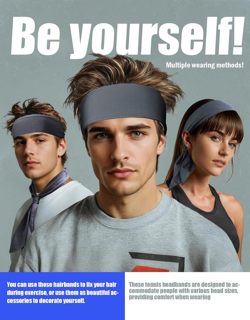 Supeniu Tie Sweatband Headband, Sports Head Ties for Men, Women, Kids, Ninja, Karate, Tennis, Pirate Band Bandana, Athletic Hairband for Basketball, Softball, Running, Workout, Yoga, Volleyball - Image 3